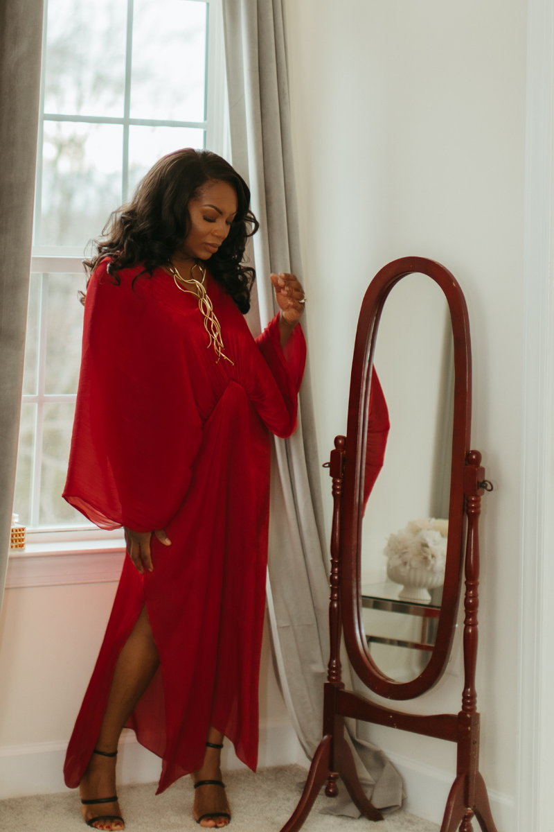 Red Luxe Kimono Dress - Heiress Gems