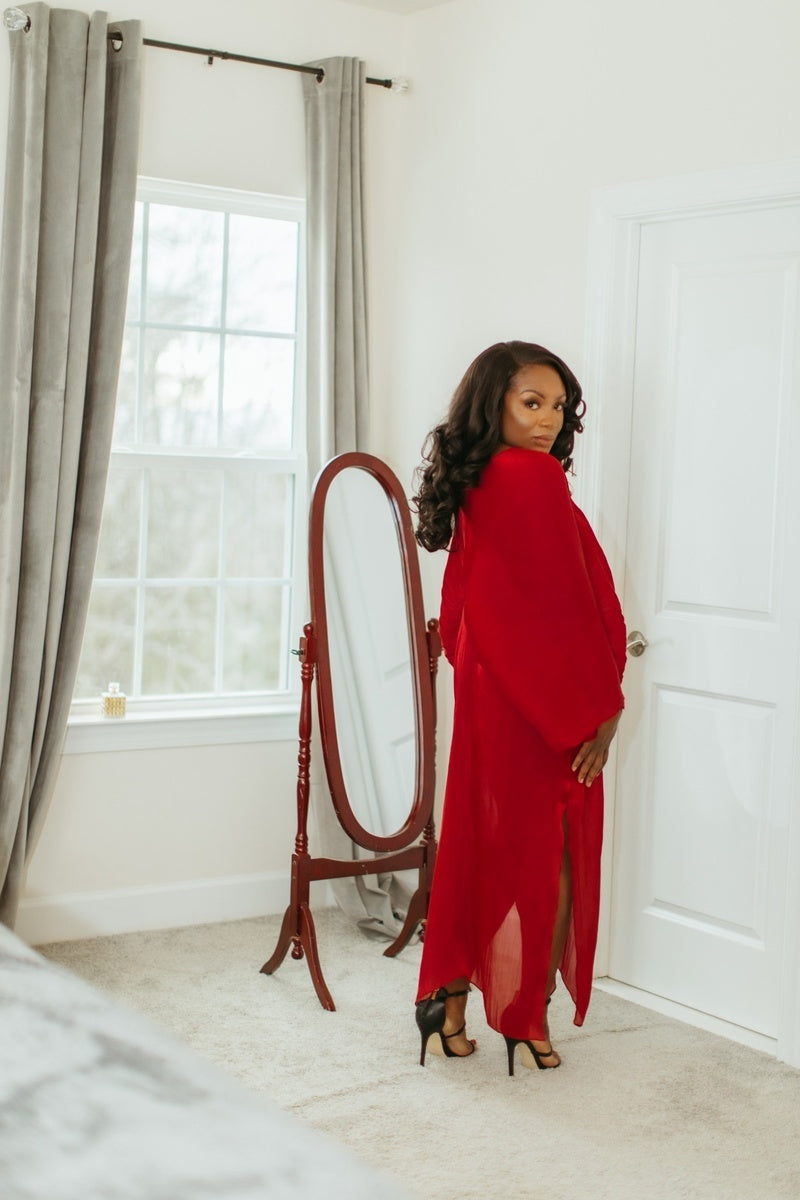 Red Luxe Kimono Dress - Heiress Gems