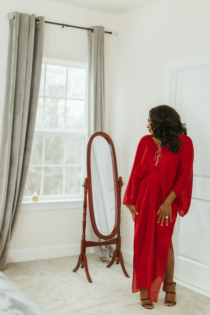 Red Luxe Kimono Dress - Heiress Gems