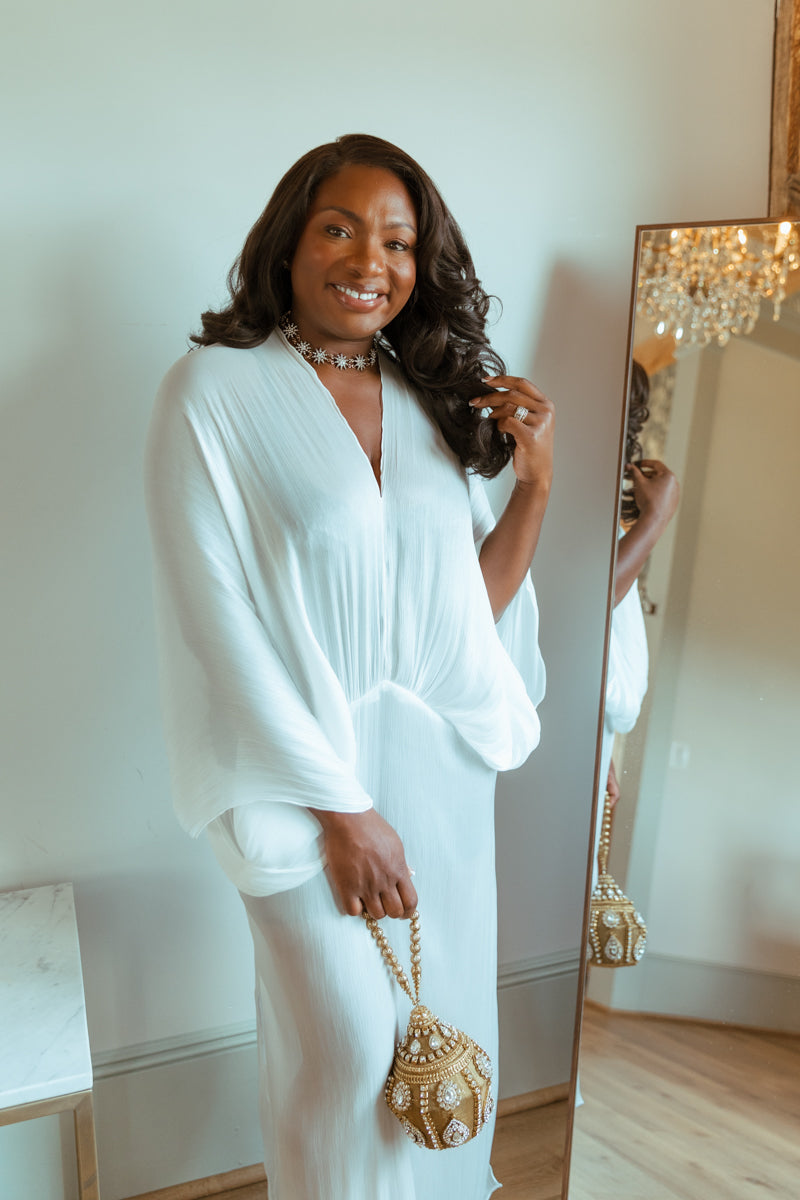 Luxe Kimono Dress In Green